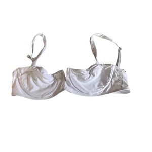 White Underwire Bikini Top Adjustable Straps Tie Back Swim Medium